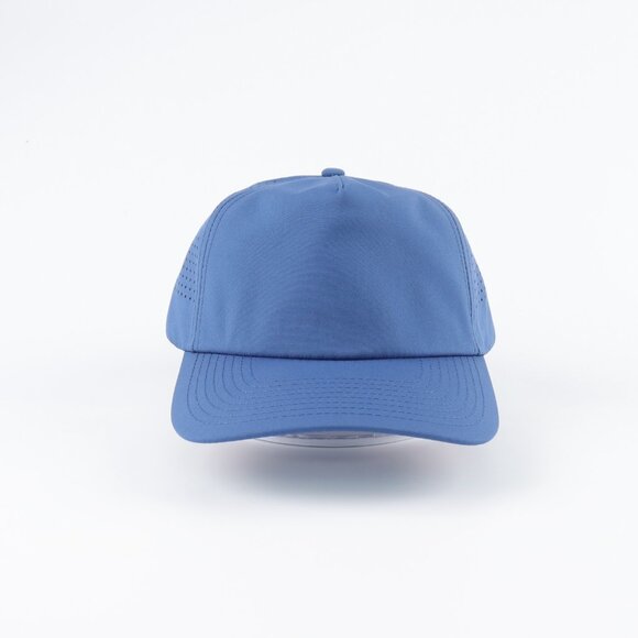 Blank 5 Panel Performance Soft Structured Hats- 12 pack in Color Blue - Picture 2 of 6